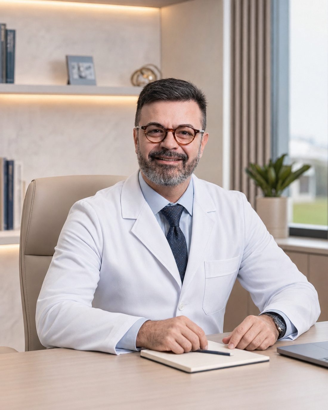 Dr. João Branco, médico, no consultório da Clínica HE Performance